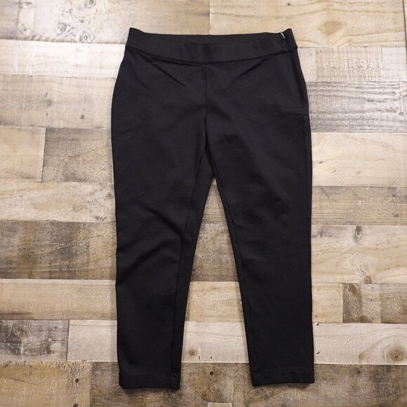 Eddie Bauer Ponte Knit Pull-On Pants Women's P14 Black Stretch Ankle Work Travel - Picture 1 of 15